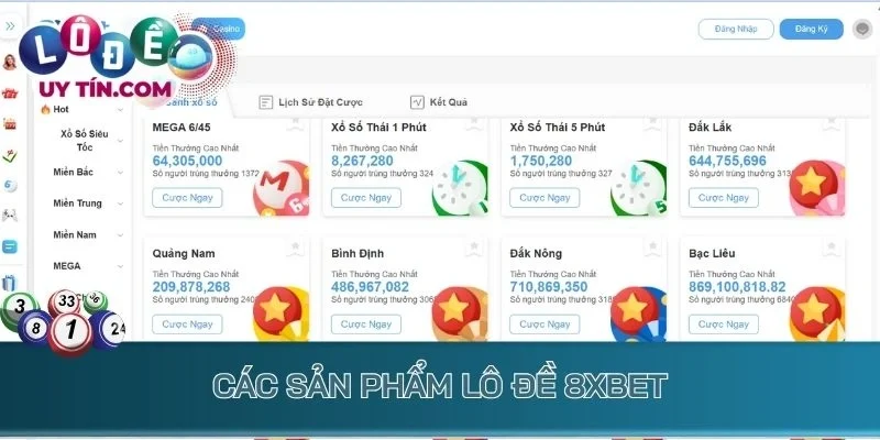 Lô Đề 8xbet: Trang Chuyên Xổ Số Siêu Tốc Uy Tín Trả Thưởng Nhanh 3 Các sản phẩm lô đề 8xbet