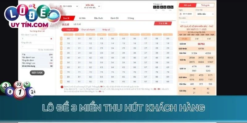 Lô đề 3 miền thu hút khách hàng tại vin88